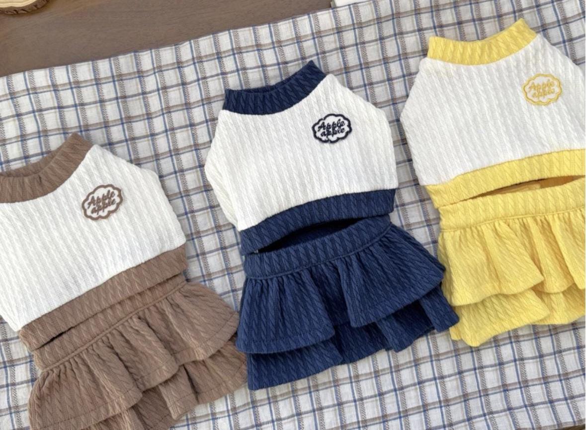 Ruffle Knit Two Piece Set, S-2XL, Small Dog Clothes, Dog Dress, Dog Outfit, Dog Apparel, Pet Clothing, NKPUP - NKpup