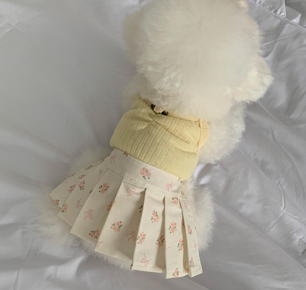Pleated Ribbon Rose Dress, S-XL, Small Dog Clothes, Dog Dress, Dog Wedding, Dog Apparel, Pet Clothing, NKPUP - NKpup