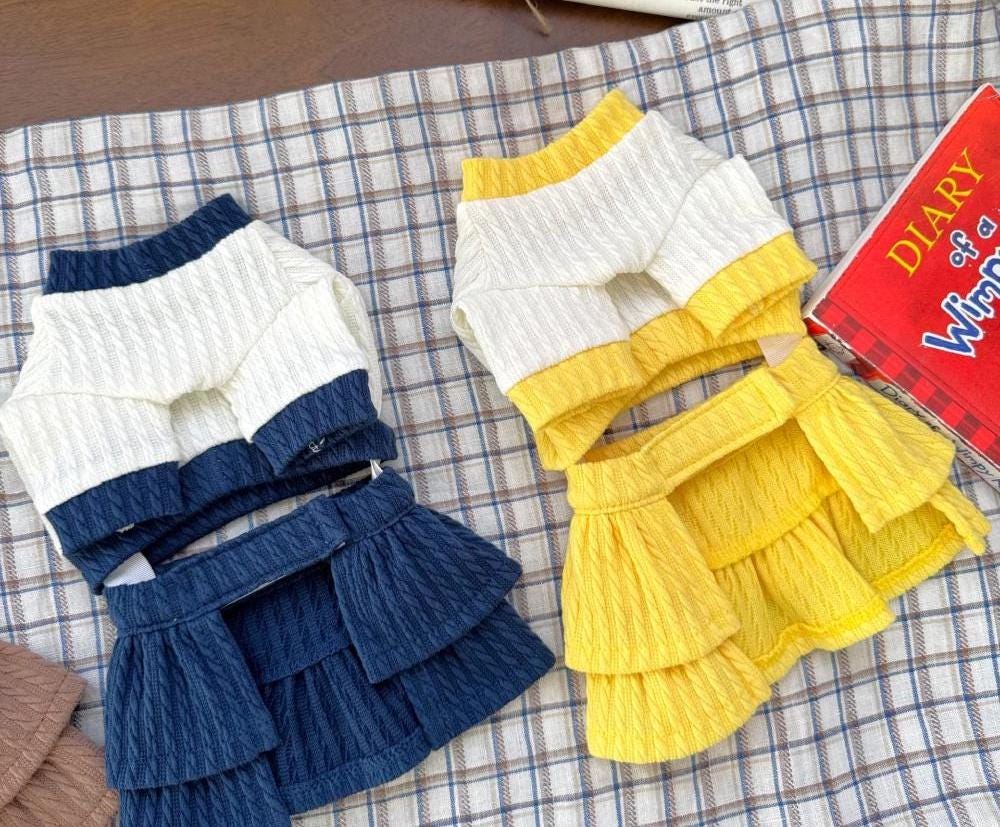Ruffle Knit Two Piece Set, S-2XL, Small Dog Clothes, Dog Dress, Dog Outfit, Dog Apparel, Pet Clothing, NKPUP - NKpup