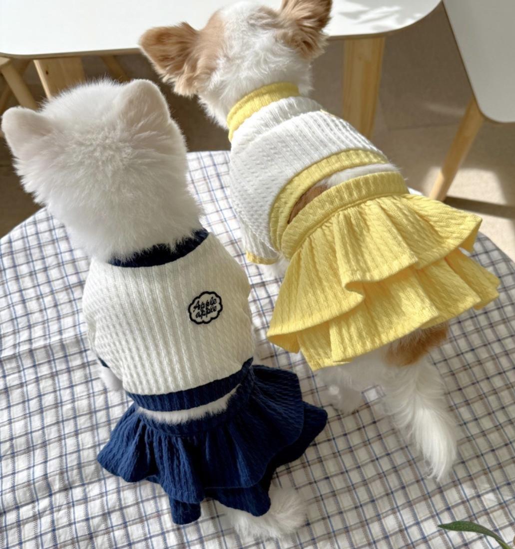 Ruffle Knit Two Piece Set, S-2XL, Small Dog Clothes, Dog Dress, Dog Outfit, Dog Apparel, Pet Clothing, NKPUP - NKpup