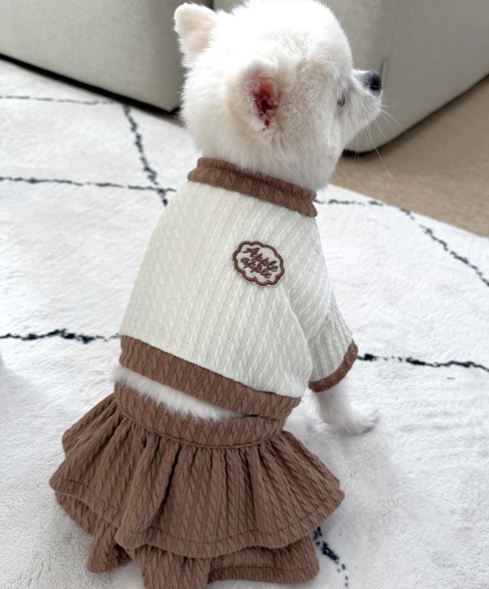 Ruffle Knit Two Piece Set, S-2XL, Small Dog Clothes, Dog Dress, Dog Outfit, Dog Apparel, Pet Clothing, NKPUP - NKpup