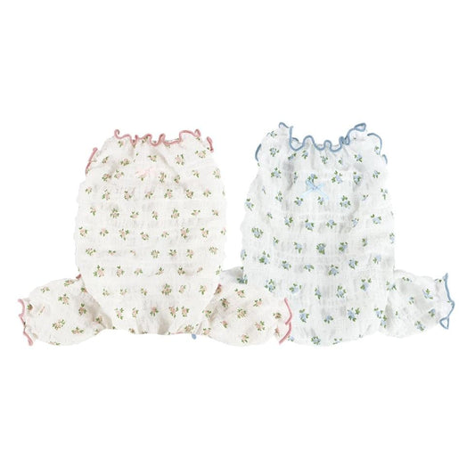 Ruffle Floral Overall, S-XL, Dog Jumpsuit, Pet Romper, Small Dog Clothes, Dog Pants, Dog Apparel - NKpup