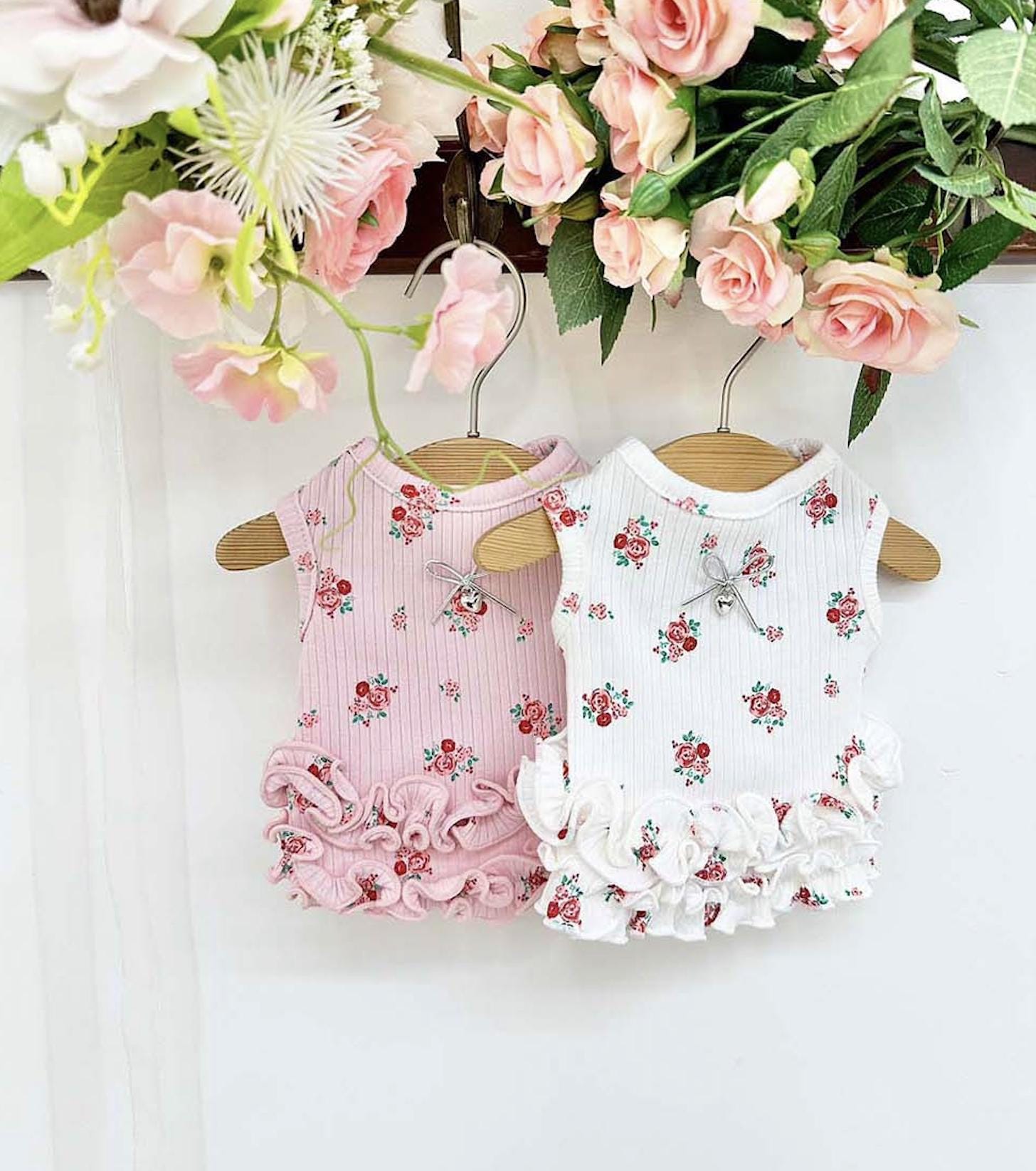 Rosy Ruffle Tank Top, XS-2XL, Small Dog Clothes, Dog Floral Dress, Dog T-shirt, Dog Top, NKPUP - NKpup