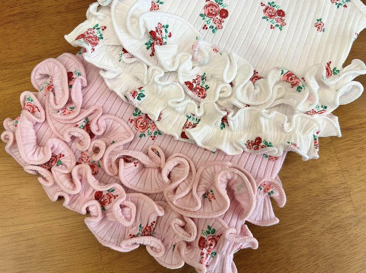 Rosy Ruffle Tank Top, XS-2XL, Small Dog Clothes, Dog Floral Dress, Dog T-shirt, Dog Top, NKPUP - NKpup