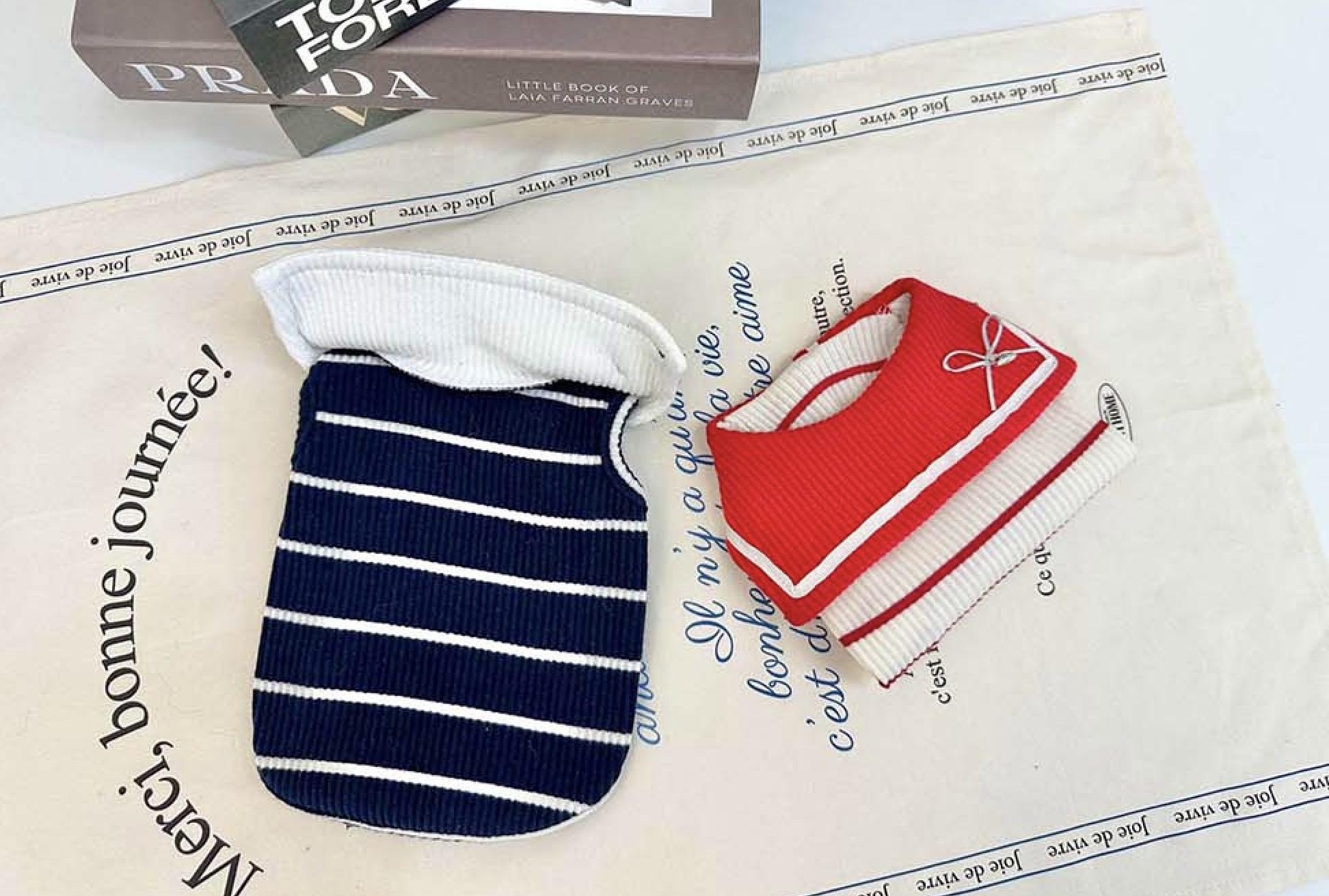 Striped Sailor Top, XS-2XL, Small Dog Clothes, Cotton Shirt, Dog-Tee, Dog T-shirt, Dog Top, NKPUP - NKpup