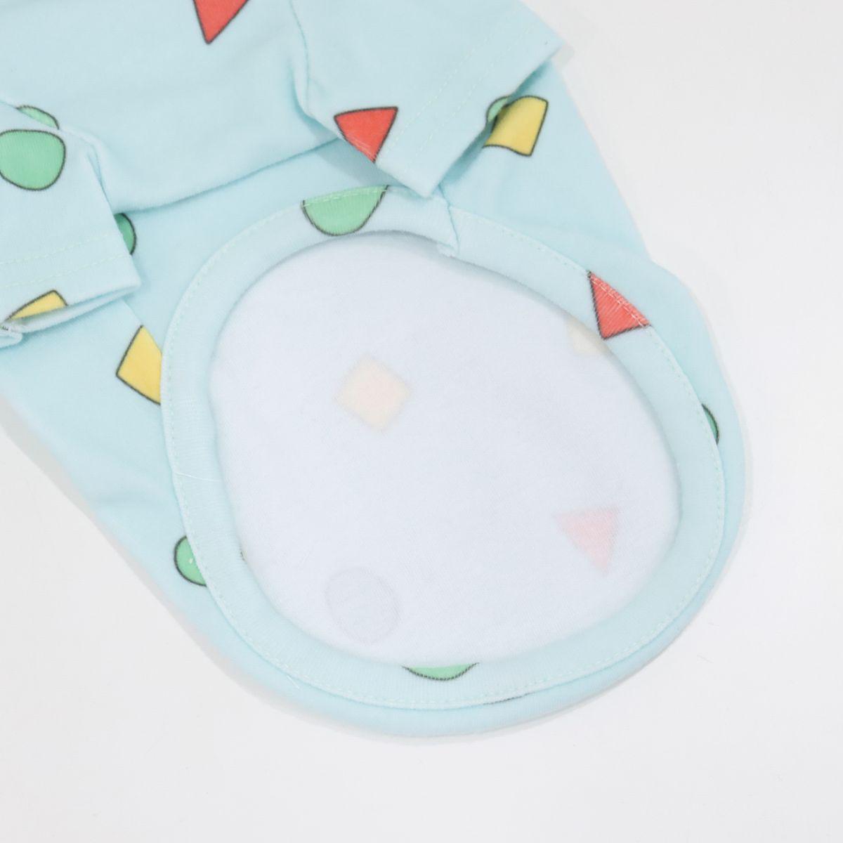 Light blue Geo Shapes T-shirt for dogs featuring colorful geometric patterns.