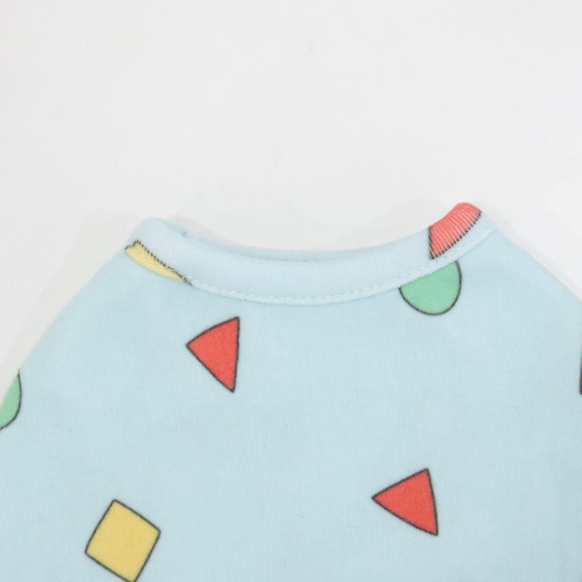 Light blue Geo Shapes T-shirt for dogs featuring colorful geometric patterns.
