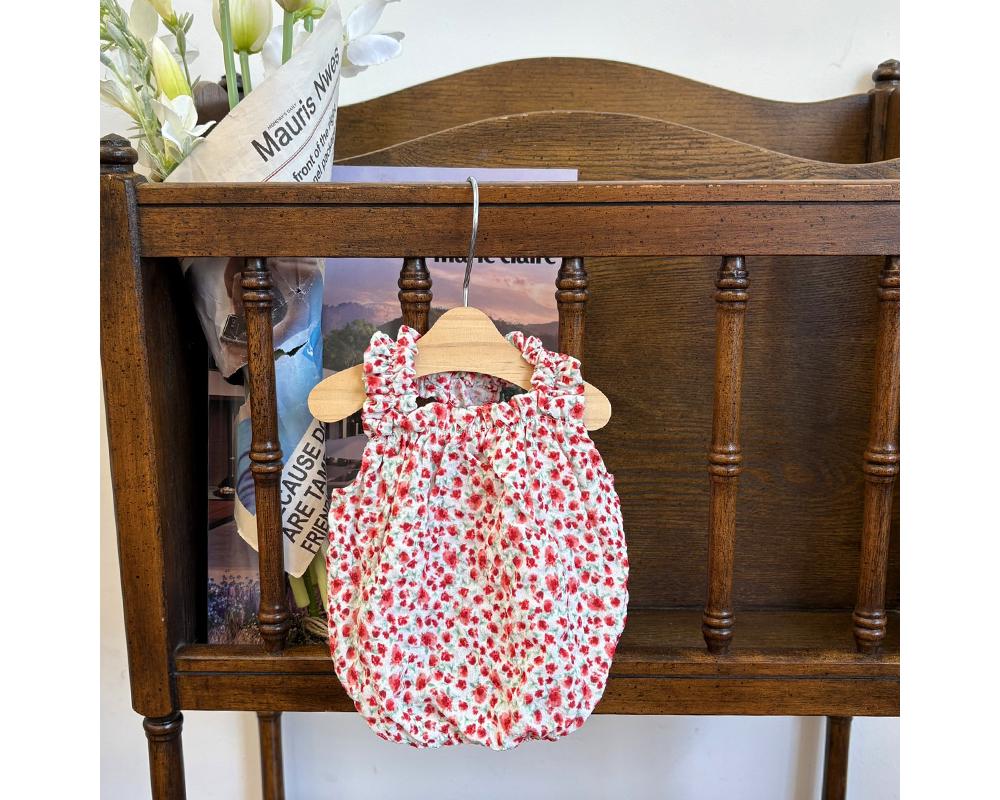 White and red floral ruffle neck dog top