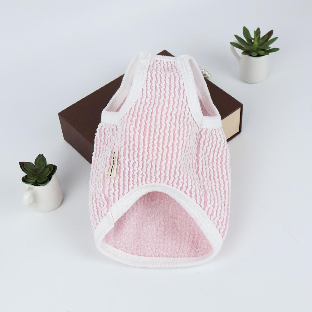 NKpup pink and white seersucker stripe dog tank top