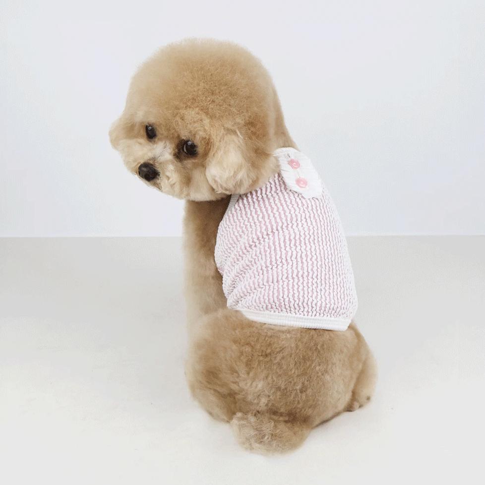 Pink and white seersucker stripe dog tank top