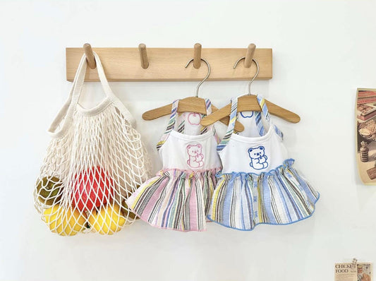 Striped Bear Summer Dress, XS-2XL, Small Dog Clothes, Dog Dress, Dog Outfit, Dog Cute Dress, NKPUP - NKpup