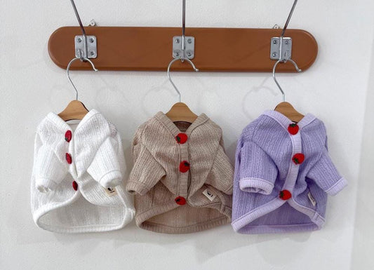 Strawberry Crop Cardigan, S-2XL, Pet Clothes, Dog Outfit, Small Dog Outer, Dog Knit, NKPUP - NKpup
