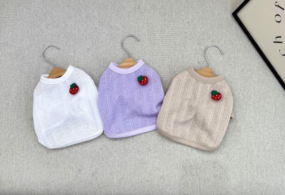 Strawberry Crop Cardigan, S-2XL, Pet Clothes, Dog Outfit, Small Dog Outer, Dog Knit, NKPUP - NKpup