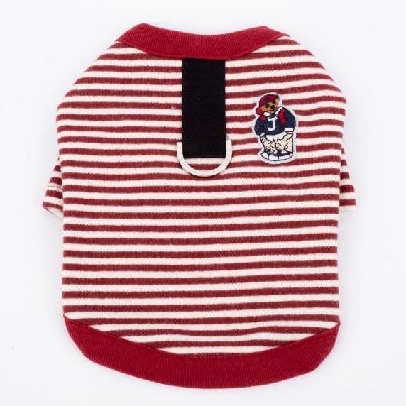 Varsity Stripe D-Ring Tee, S-XL, Dog-Tee, Dog T-shirt, Dog Top, Dog Clothing, Dog Fashion, Dog Apparel, Harness Cloth - NKpup