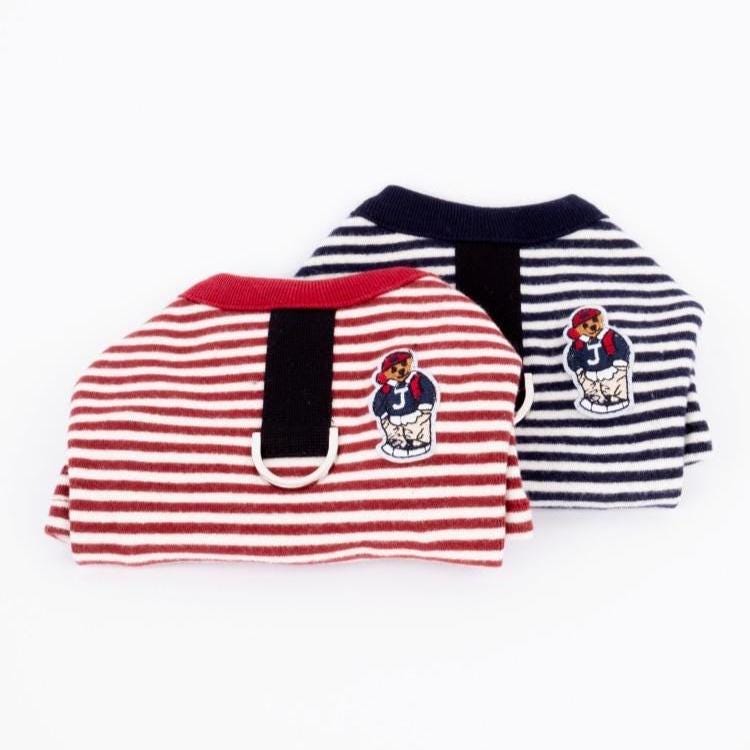 Varsity Stripe D-Ring Tee, S-XL, Dog-Tee, Dog T-shirt, Dog Top, Dog Clothing, Dog Fashion, Dog Apparel, Harness Cloth - NKpup