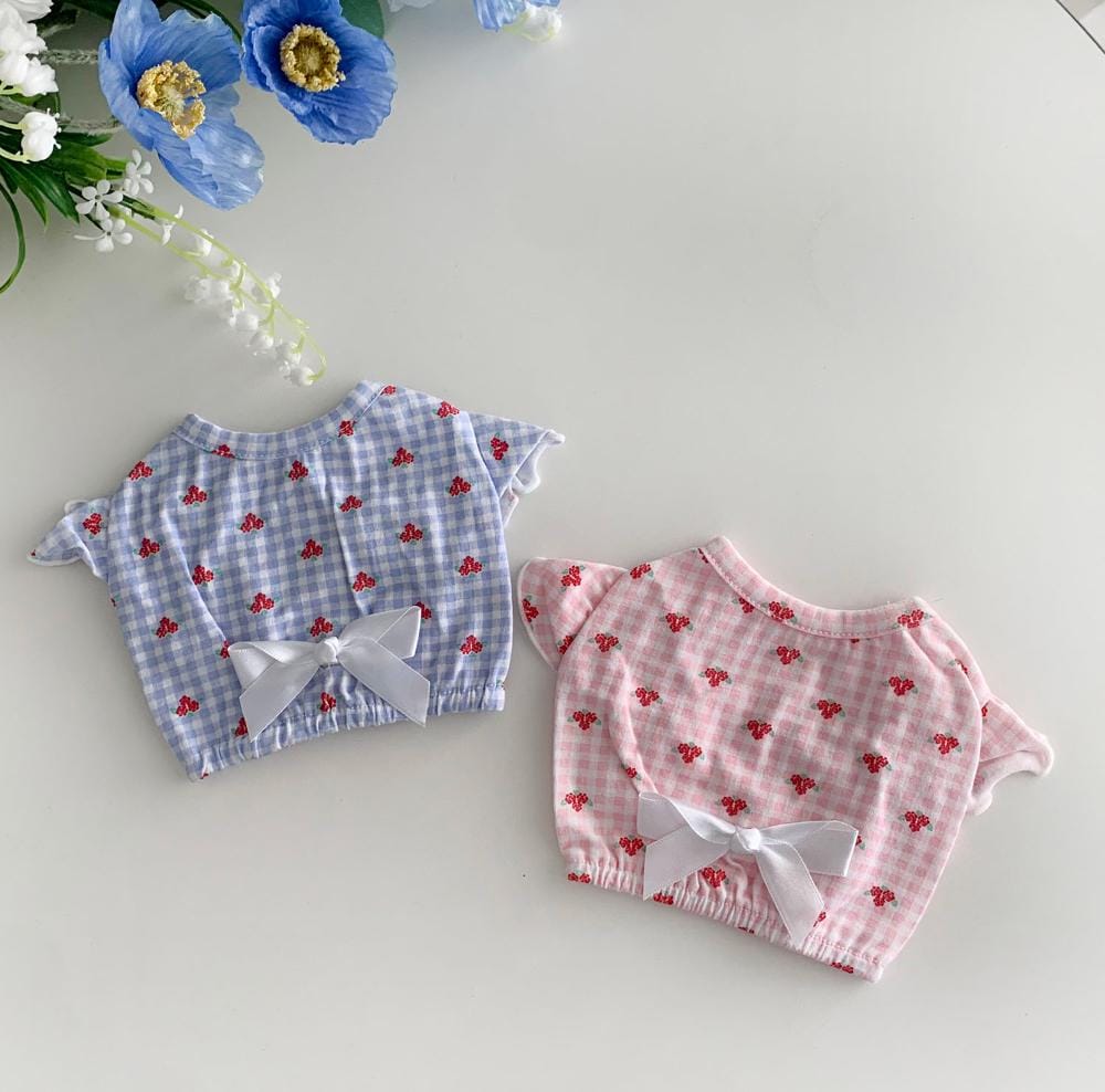 Gingham Berry Crop Top, S-XL, Small Dog shirt, Small Dog Clothes, Dog Summer Top, Dog Apparel, Gift for Dogs, NKPUP - NKpup