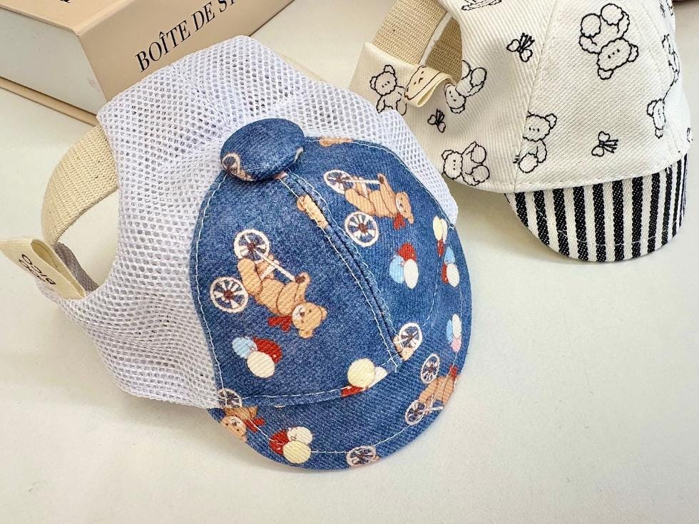 Bear Print Mesh Sun Hat, S-L, Hat for Dog, Dog Hat, Pet Outdoor Accessories, Pet Accessory, Dog Outdoor, Dog Apparel, Pet Clothing - NKpup