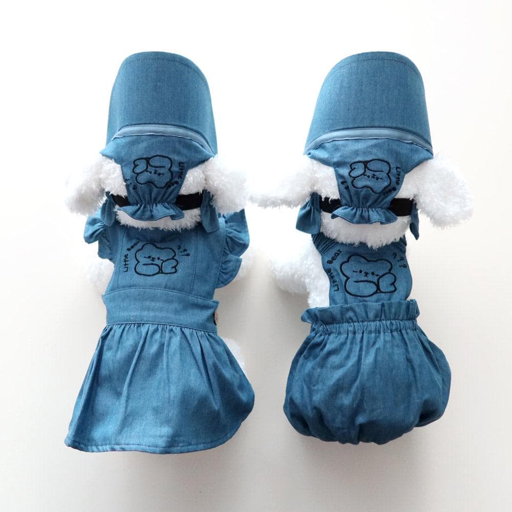 Denim Bear Outfit W/Cap, S-XL, Pet Pants, Dog Jumpsuit, Pet Clothing, Dog Coat, Dog Winter Top, Dog Fashion, Dog Apparel, Pet Clothing - NKpup