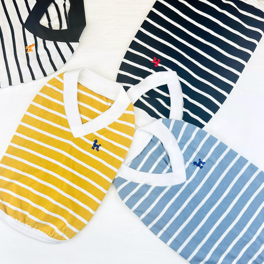 Classic Stripe Cotton V-Neck Top, S-3XL, Small Dog Clothes, Dog Top, Dog Fashion, Dog Apparel, Gift for Furry Friends, NKPUP - NKpup