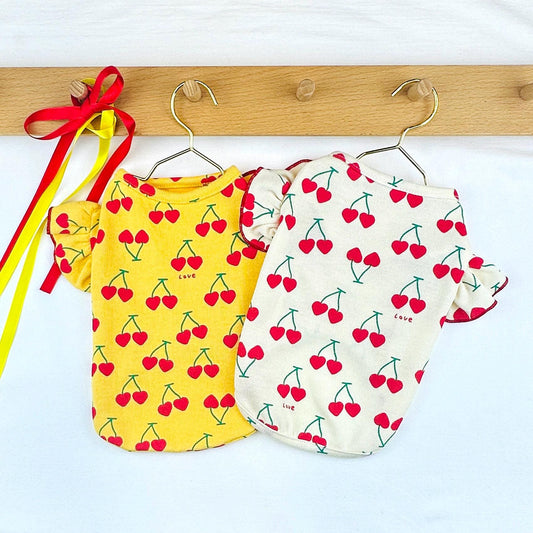 Love Cherry Puff Sleeve Top, S-XL, Small Dog Clothes, Dog Cute Top, Dog Comfy Top, Dog Knit, Gift for Furry Friends, NKPUP - NKpup