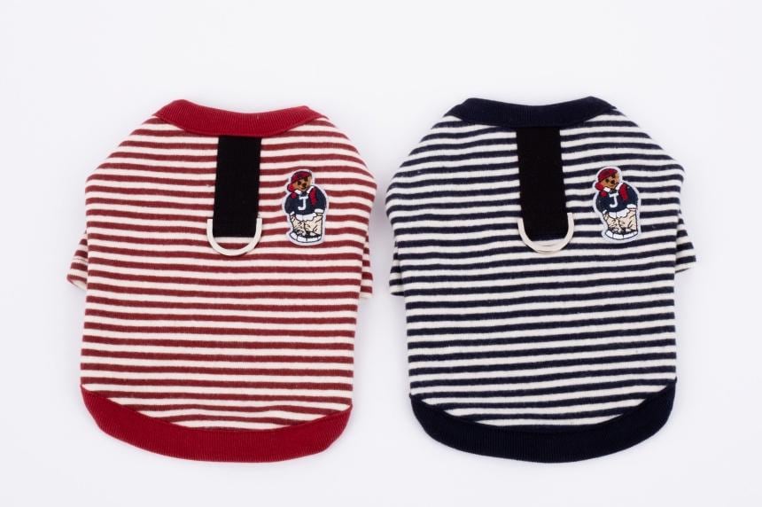 Varsity Stripe D-Ring Tee, S-XL, Dog-Tee, Dog T-shirt, Dog Top, Dog Clothing, Dog Fashion, Dog Apparel, Harness Cloth - NKpup
