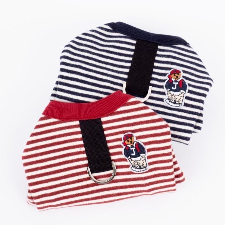 Varsity Stripe D-Ring Tee, S-XL, Dog-Tee, Dog T-shirt, Dog Top, Dog Clothing, Dog Fashion, Dog Apparel, Harness Cloth - NKpup