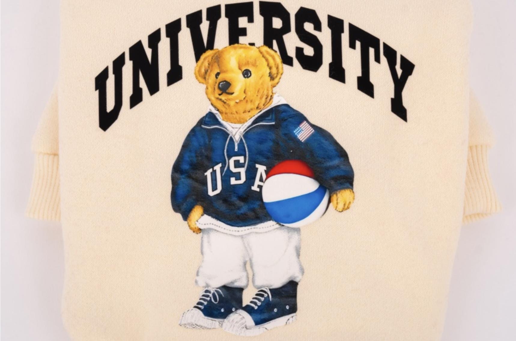 University Bear Hoodie Sweatshirt, S-XL, Small Dog Clothes, Cotton Shirt, Dog-Tee, Dog T-shirt, Dog Top, NKPUP - NKpup