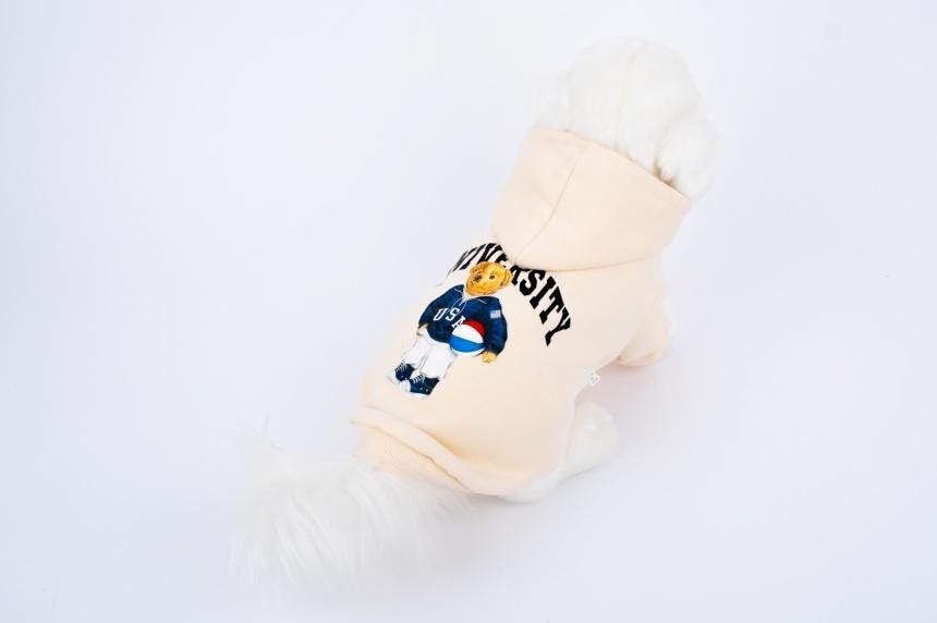 University Bear Hoodie Sweatshirt, S-XL, Small Dog Clothes, Cotton Shirt, Dog-Tee, Dog T-shirt, Dog Top, NKPUP - NKpup