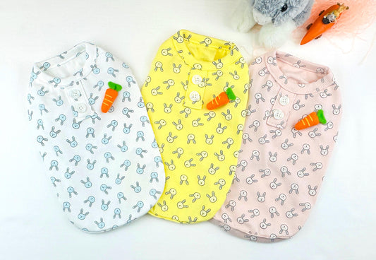 Bunny Button Tee, S-XL, Small Dog Clothes, Dog Top, Dog Fashion, Dog Apparel, Gift for Furry Friends, NKPUP - NKpup