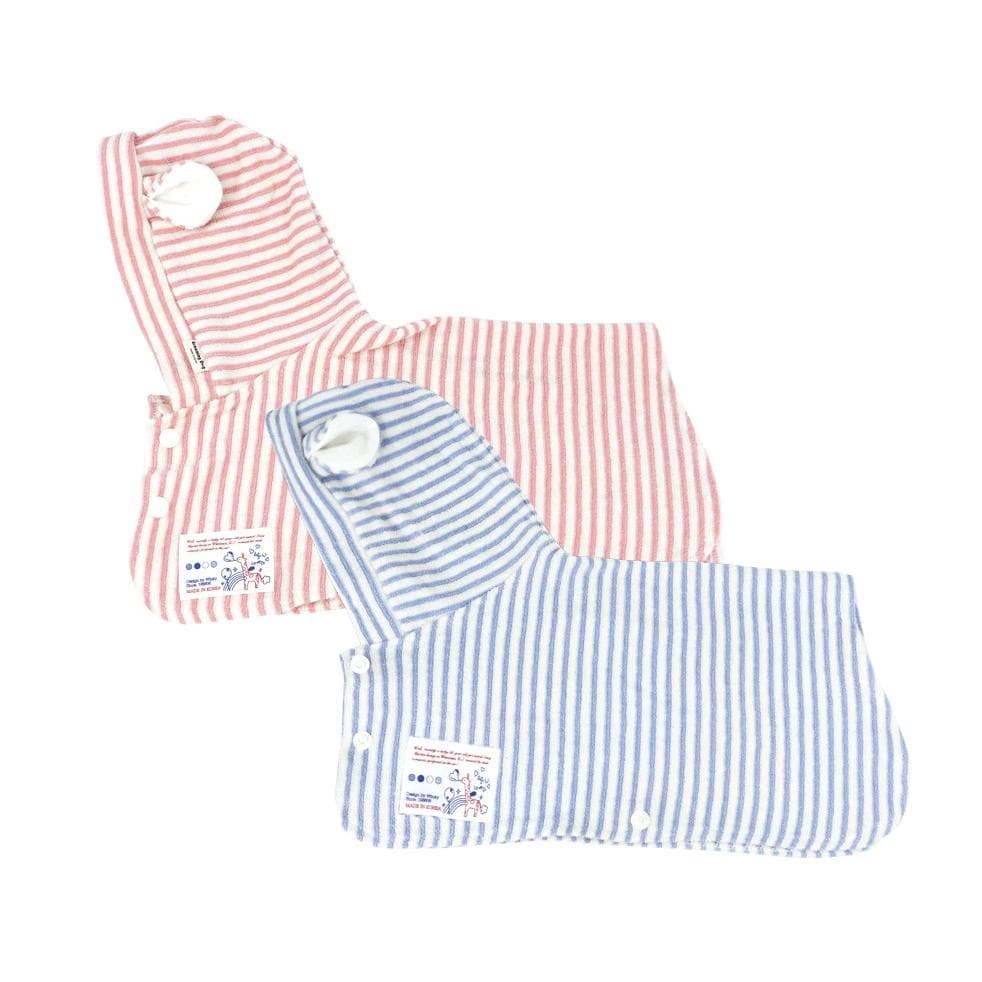 NKpup Teddy Terry dog robes in pink and blue striped patterns.