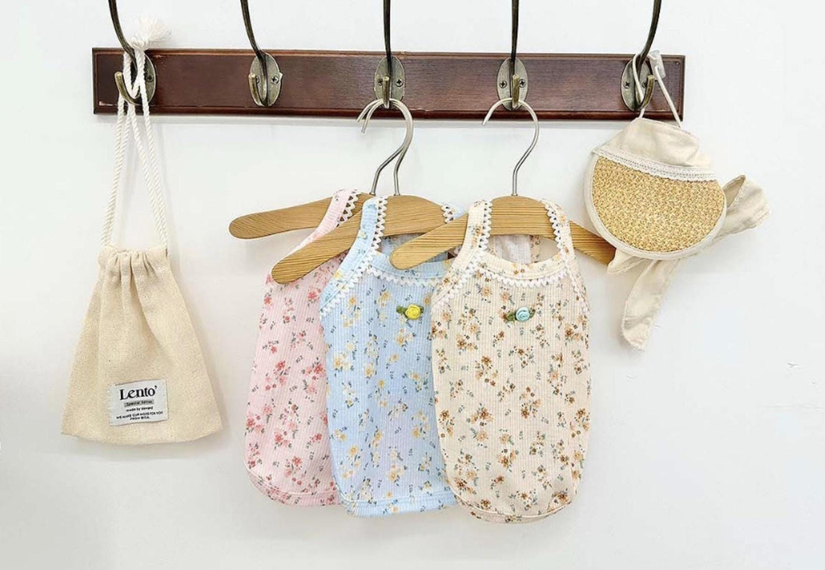 Vintage Rose Ribbed Tank Top, XS-2XL, Small Dog Clothes, Dog Top, Dog Summer Knit, NKPUP - NKpup