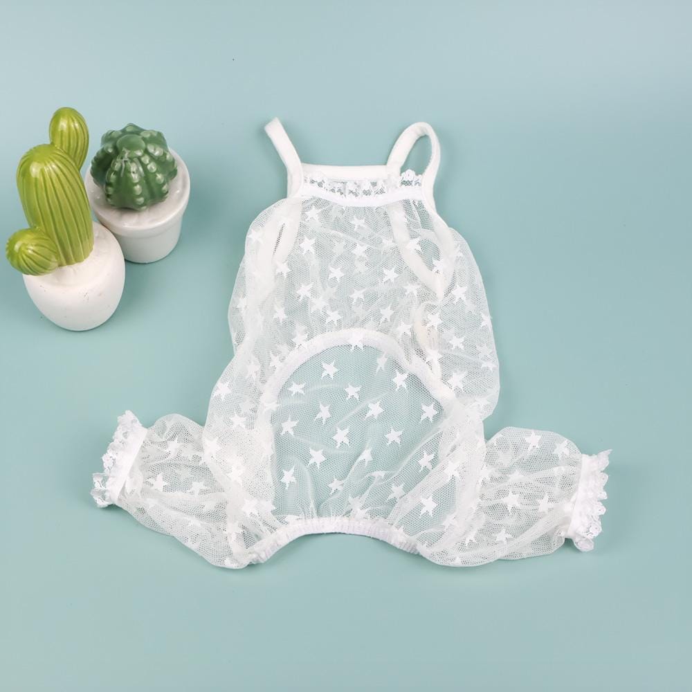 NKpup white star mesh anti-bug dog overall