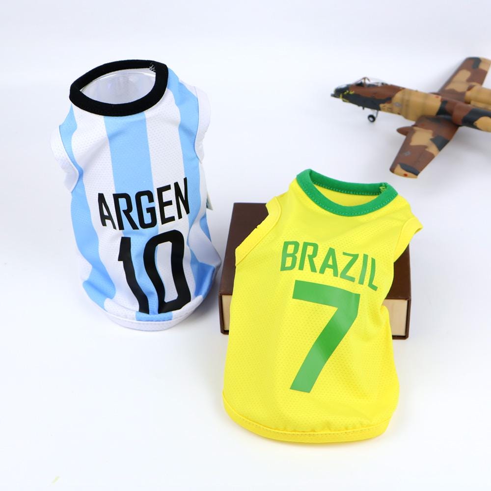 NKpup soccer jersey cooling tops for dogs in Argentina blue and white and Brazil yellow designs