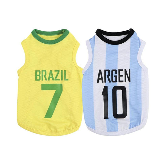Soccer Jersey Tank – Brazil & Argentina, S-2XL, Small Dog Clothes, Dog Top, Dog Summer Outer, NKPUP, Gift Idea for Furry Friends - NKpup