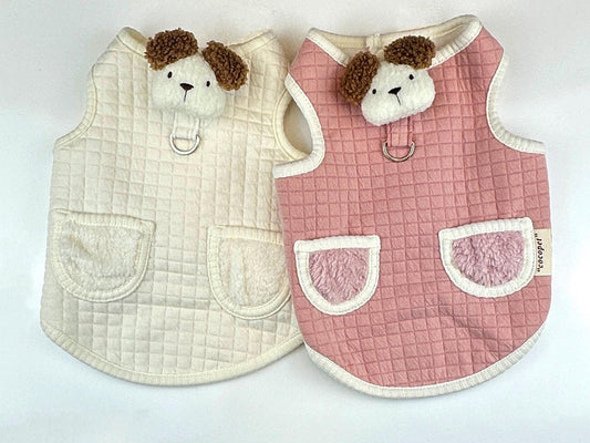 Plush D-ring Quilted Vest, S-2XL, Small Dog Clothes, Dog Outer, Dog Winter Vest, NKPUP - NKpup