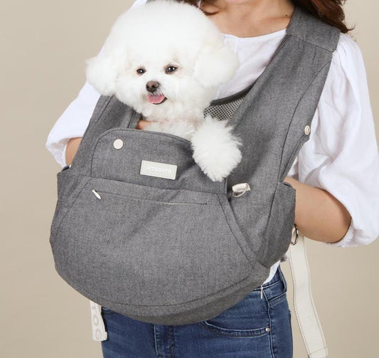 Pet Front Carrier, Cotton, Linen, Up to 18lbs, Adjustable Hands Free Front Facing Dog Pouch, Side Window, Safety Hook, Pocket, Pet Out Door - NKpup