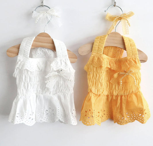 Eyelet Ruffle Dress, S-XL, Small Dog Clothes, Dog Dress, Dog Wedding, Dog Cute Outfit, Pet Clothing, NKPUP - NKpup