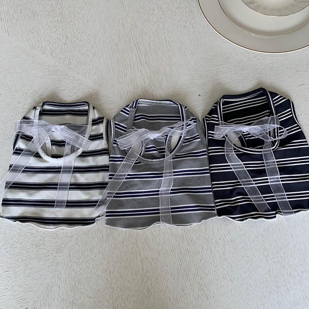 Ribbon Striped Sleeveless Top, S-XL, Small Dog Clothes, Dog Summer Top, Dog Cute Top, Gift for Furry Friends, NKPUP - NKpup
