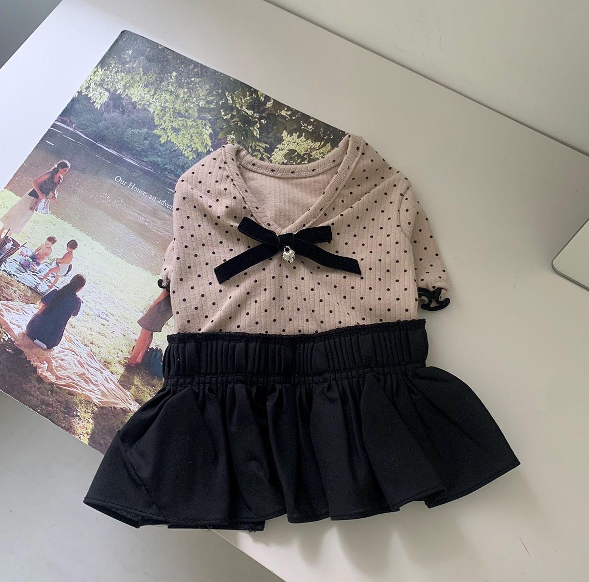 Dotted Ribbon Dress, S-XL, Small Dog Clothes, Dog Dress, Dog Wedding, Dog Luxury Outfit, Pet Clothing, NKPUP - NKpup