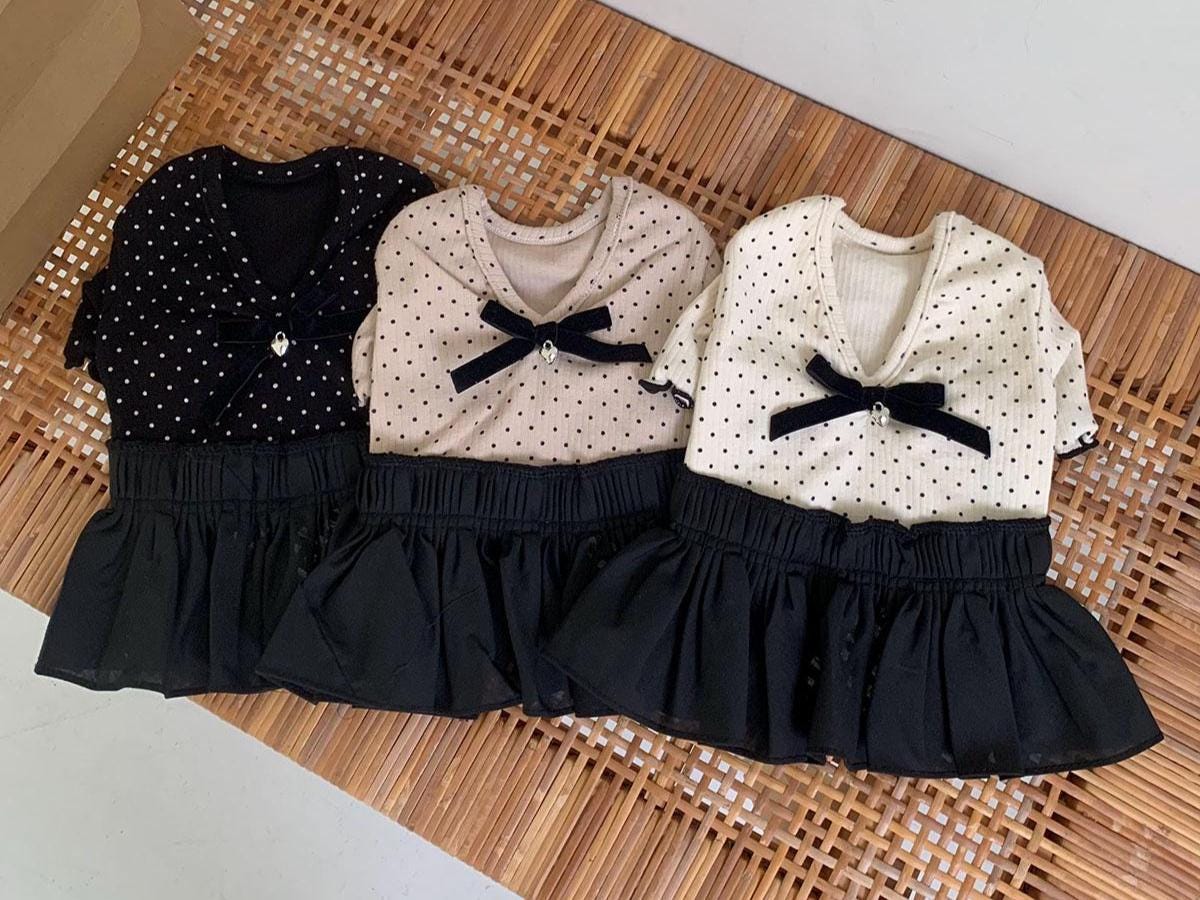 Dotted Ribbon Dress, S-XL, Small Dog Clothes, Dog Dress, Dog Wedding, Dog Luxury Outfit, Pet Clothing, NKPUP - NKpup
