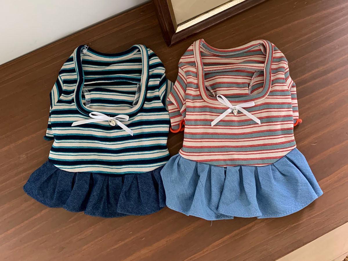 NKpup Sailor Stripe Outfit Dress and Top in navy and red striped patterns with ruffled skirts