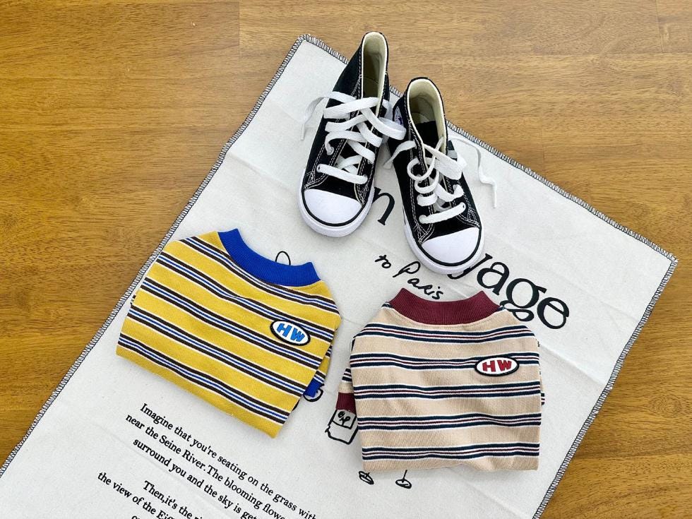 NKpup HW Stripe Dog Shirts in yellow and beige striped patterns