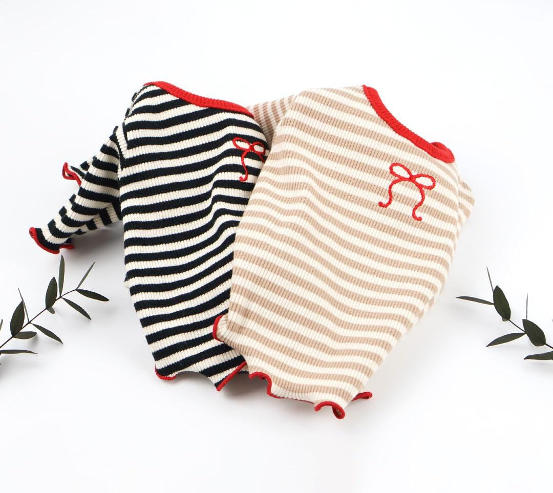 Ribbed Bow Tee, S-2XL, Small Dog Clothes, Ultra Lightweight Dog Top, Dog Knit, NKPUP - NKpup