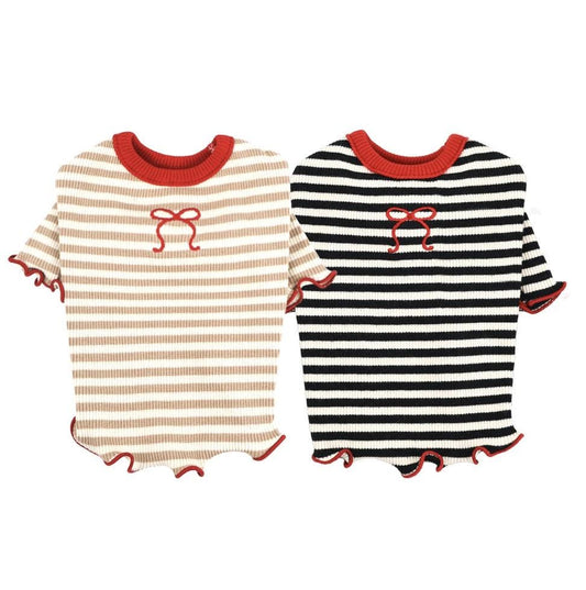 Ribbed Bow Tee, S-2XL, Small Dog Clothes, Ultra Lightweight Dog Top, Dog Knit, NKPUP - NKpup