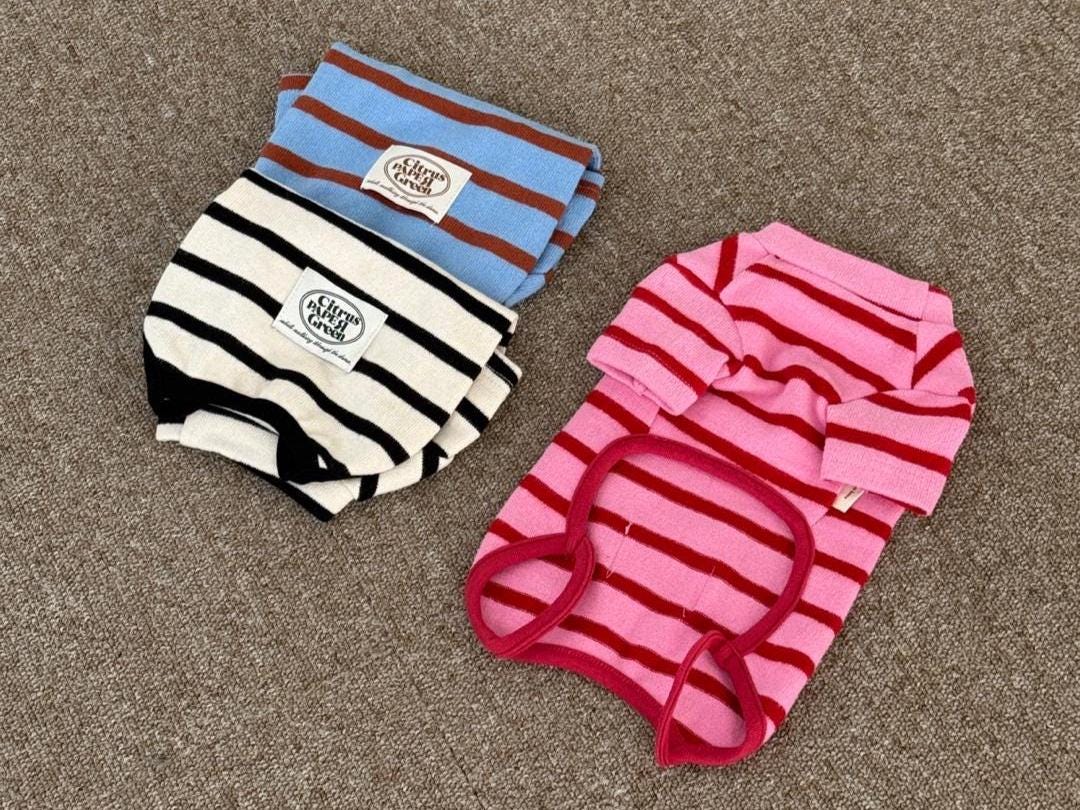 Citrus Stripe Overall, S-2XL, Dog Jumpsuit, Dog Romper, Dog Skirt, Dog Dress, Small Dog Clothes, Dog Pants, Dog Apparel - NKpup