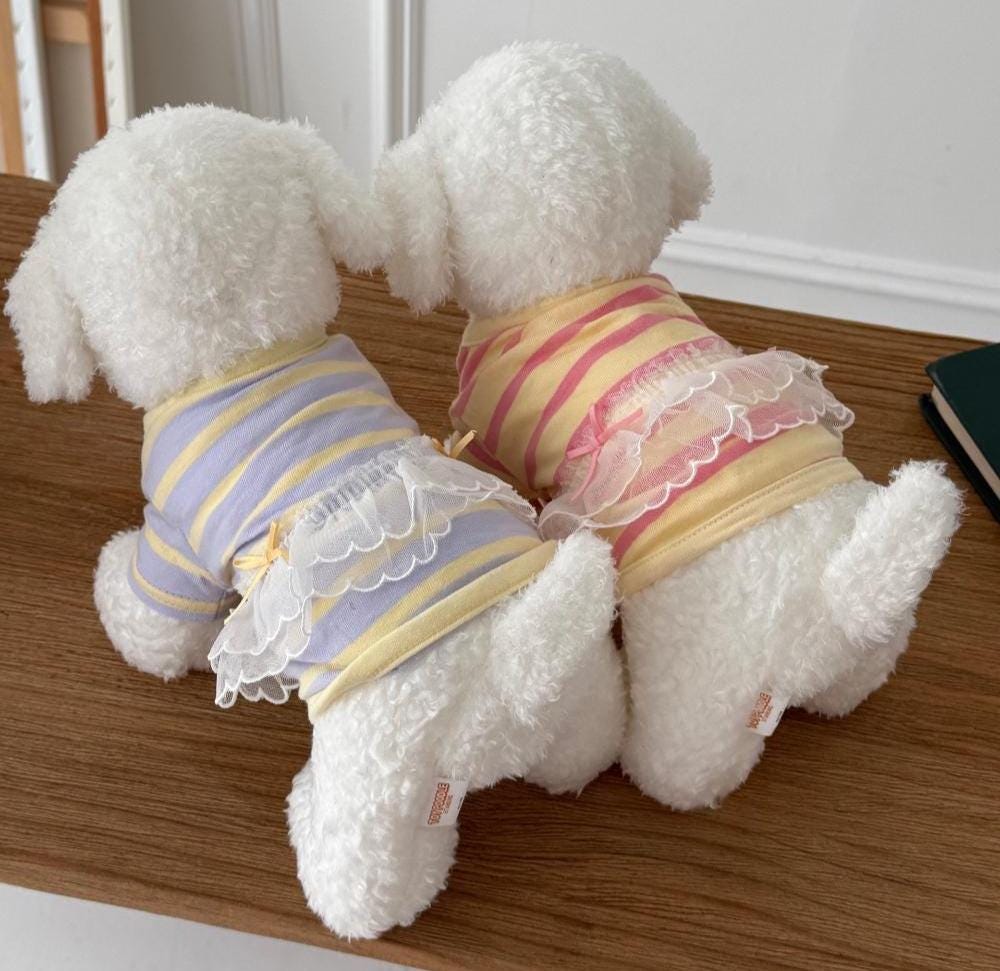 Striped Lace Frill Dress, S-2XL, Small Dog Clothes, Ultra Lightweight Dog Dress, Dog Outfit, NKPUP - NKpup