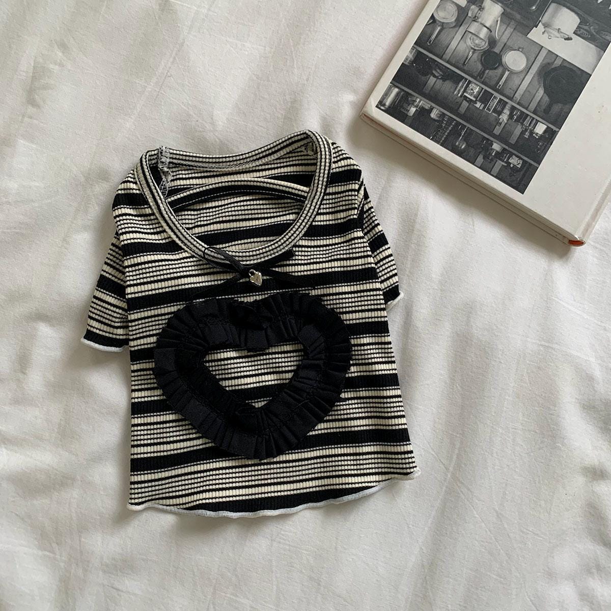 Ruffled Heart Tee, S-XL, Small Dog Clothes, Dog Cute Top, Dog Comfy Top, Dog Knit, Gift for Furry Friends, NKPUP - NKpup