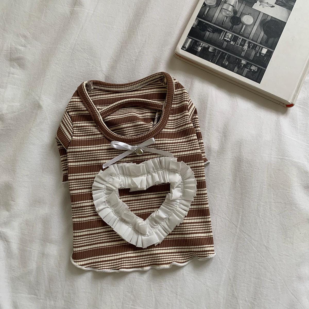 Ruffled Heart Tee, S-XL, Small Dog Clothes, Dog Cute Top, Dog Comfy Top, Dog Knit, Gift for Furry Friends, NKPUP - NKpup