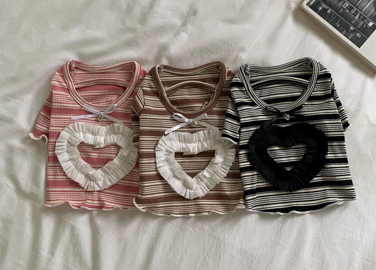 Ruffled Heart Tee, S-XL, Small Dog Clothes, Dog Cute Top, Dog Comfy Top, Dog Knit, Gift for Furry Friends, NKPUP - NKpup