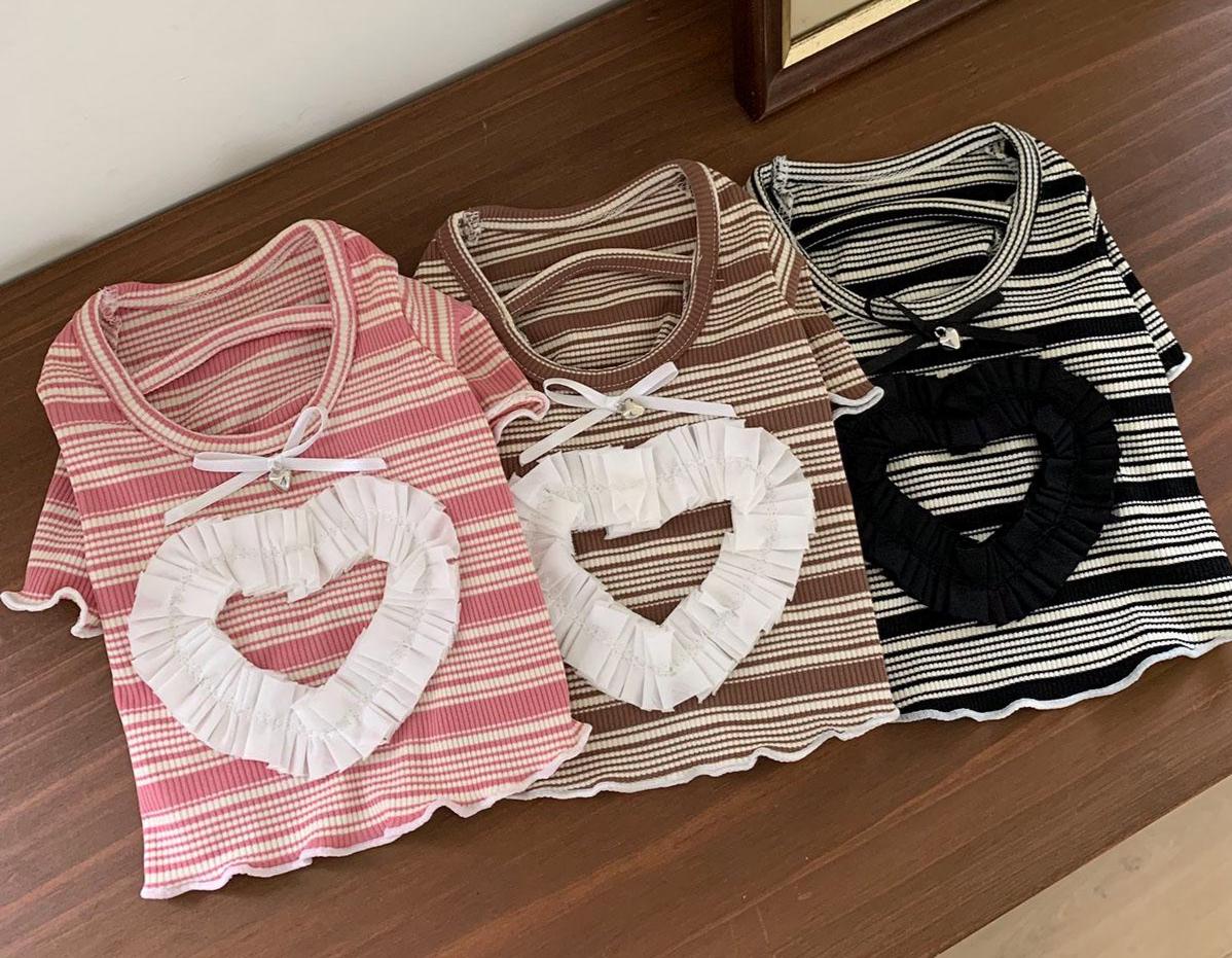 Ruffled Heart Tee, S-XL, Small Dog Clothes, Dog Cute Top, Dog Comfy Top, Dog Knit, Gift for Furry Friends, NKPUP - NKpup